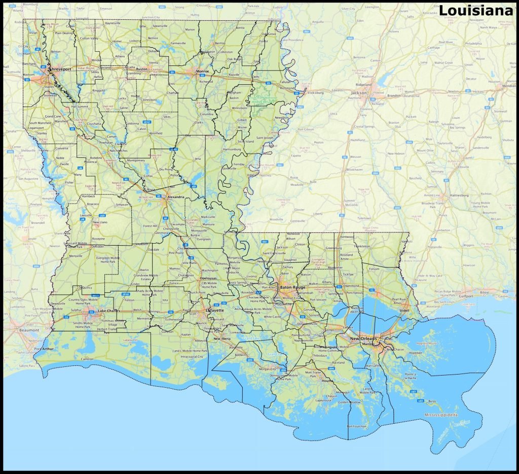 Mapa del estado de Luisiana.