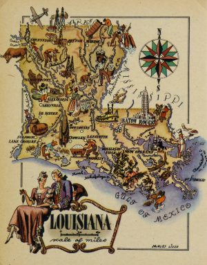 Mapa tur&iacute;stico pict&oacute;rico de Luisiana