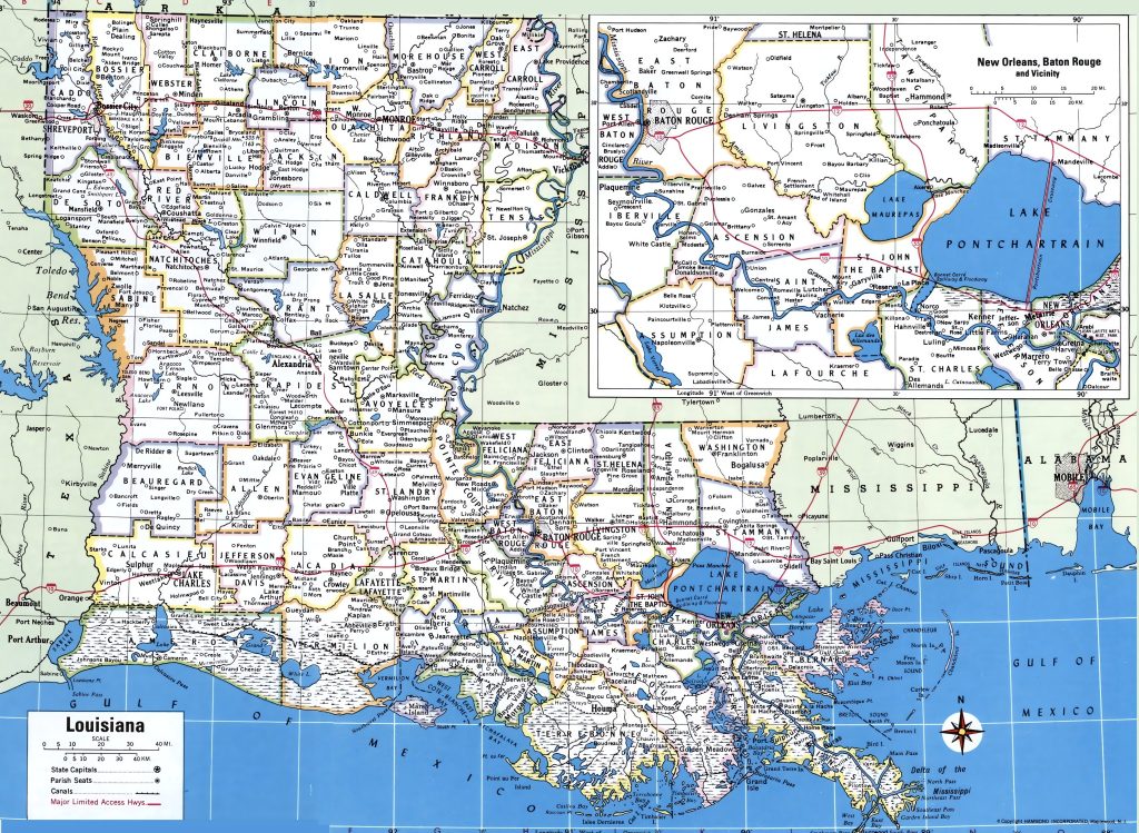 Mapa de las ciudades y pueblos de Luisiana.
