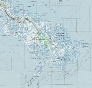 Mapa del delta del r&iacute;o Misisipi