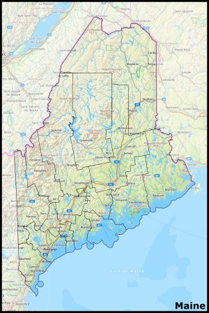 Mapa del estado de Maine