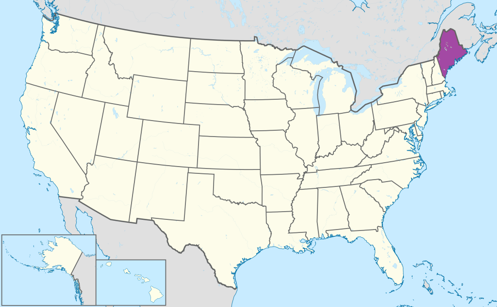 Mapa de ubicaci&oacute;n del estado de Maine en Estados Unidos.