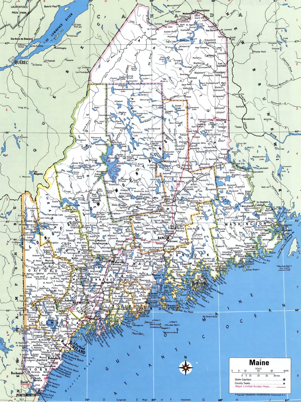 Mapa de las ciudades y pueblos de Maine.