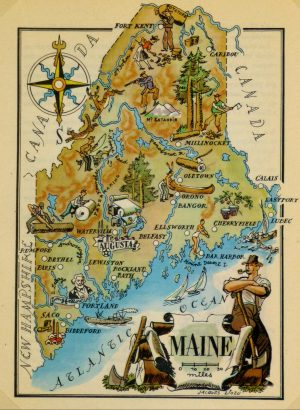 Mapa tur&iacute;stico pict&oacute;rico de Maine