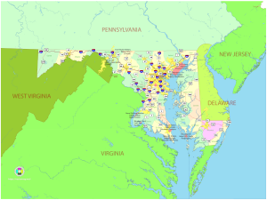 Mapa pol&iacute;tico del estado de Maryland