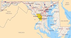Mapa de relieve sombreado de Maryland.