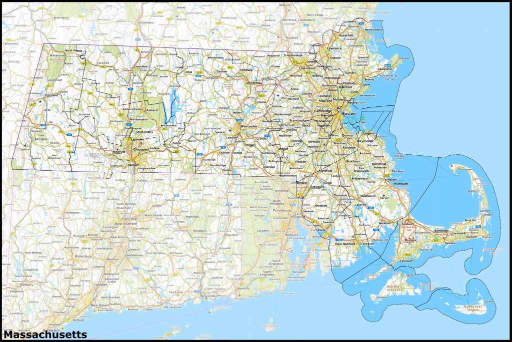 Mapa del estado de Massachusetts.