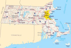 Mapa de relieve sombreado de Massachusetts.