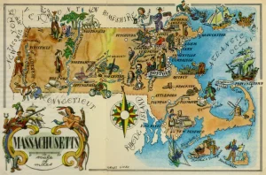 Mapa tur&iacute;stico pict&oacute;rico de Massachusetts