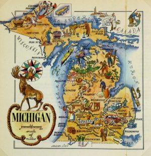 Mapa tur&iacute;stico pict&oacute;rico de M&iacute;chigan