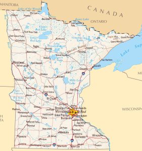 Mapa de relieve sombreado de Minnesota.