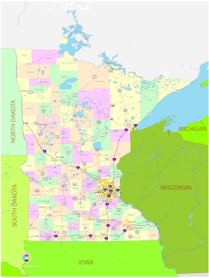 Mapa pol&iacute;tico del estado de Minnesota