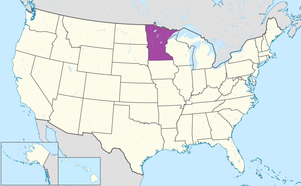 Mapa de ubicaci&oacute;n del estado de Minnesota en Estados Unidos.