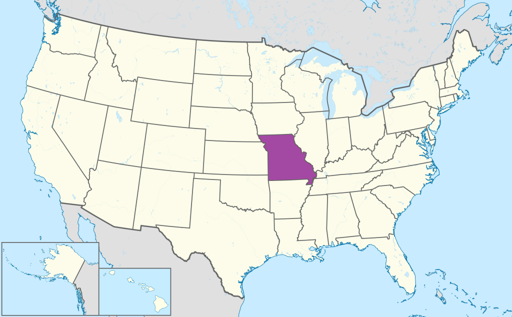 Mapa de ubicaci&oacute;n del estado de Misuri en Estados Unidos.
