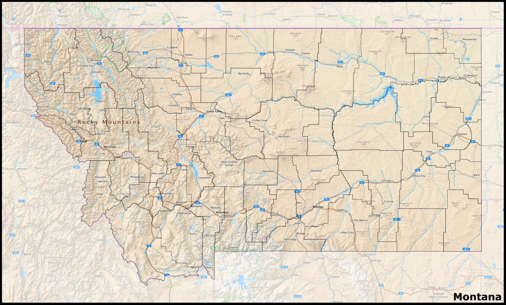 Mapa del estado de Montana.