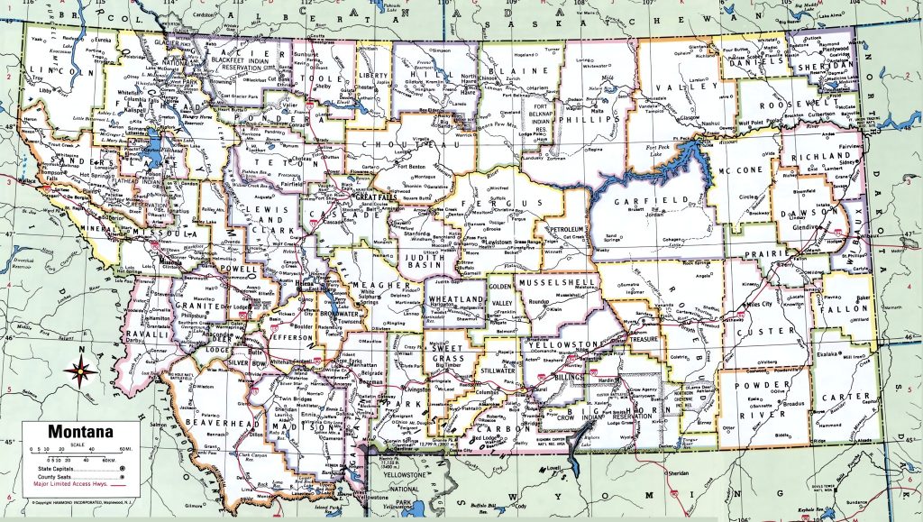 Mapa de las ciudades y pueblos de Montana.