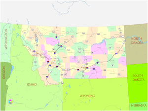 Mapa pol&iacute;tico del estado de Montana
