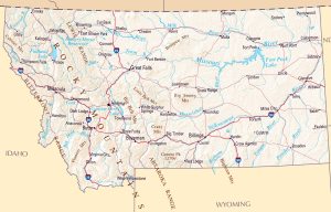 Mapa de relieve sombreado de Montana.