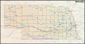 Mapa del estado de Nebraska