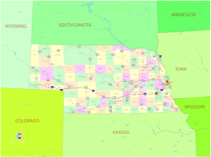 Mapa pol&iacute;tico del estado de Nebraska
