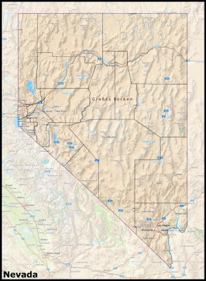 Mapa del estado de Nevada