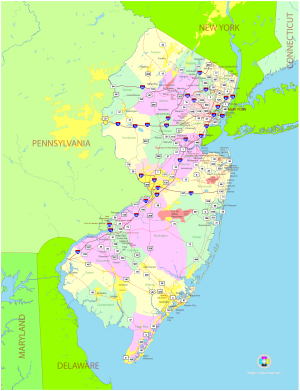 Mapa pol&iacute;tico del estado de Nueva Jersey