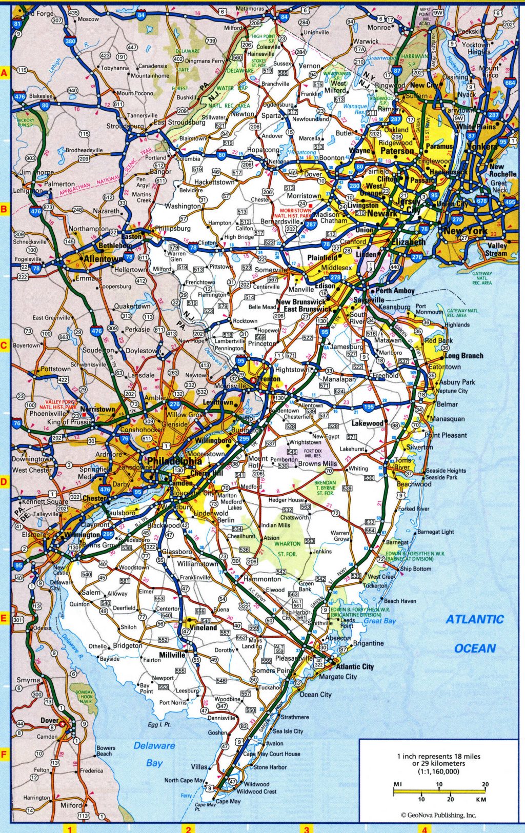 Mapa de carreteras del estado de Nueva Jersey.
