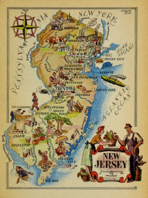 Mapa tur&iacute;stico pict&oacute;rico de Nueva Jersey
