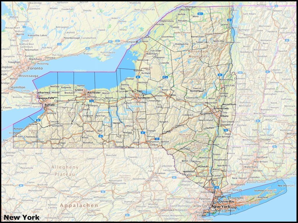 Mapa del estado de Nueva York.