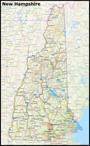 Mapa del estado de Nuevo Hampshire