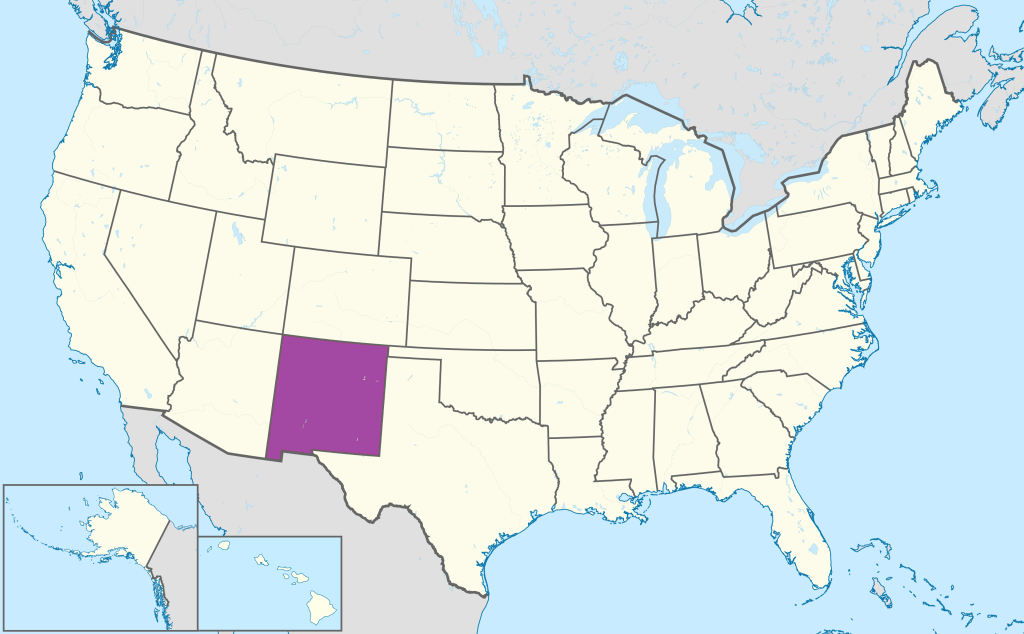 Mapa de ubicaci&oacute;n del estado de Nuevo M&eacute;xico en Estados Unidos.