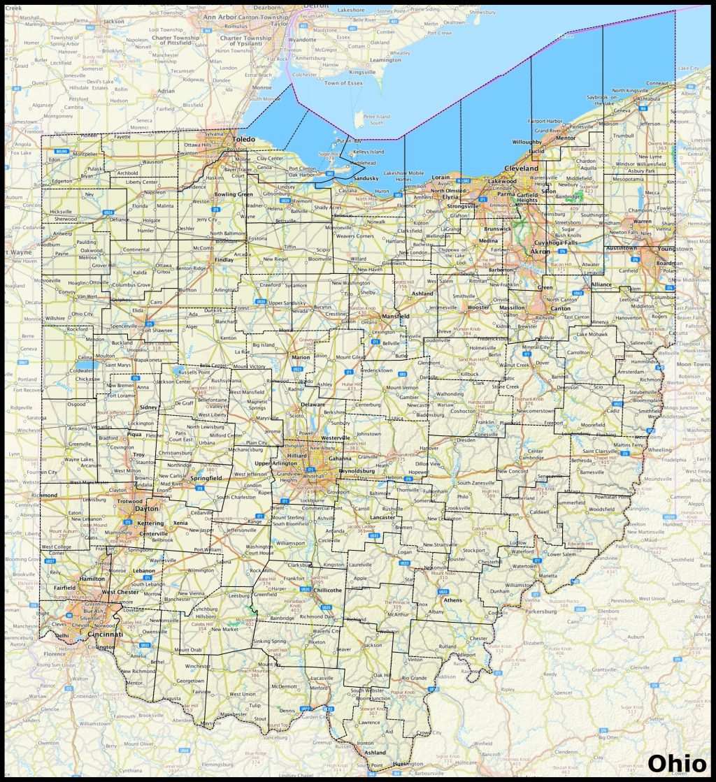 Mapa del estado de Ohio.