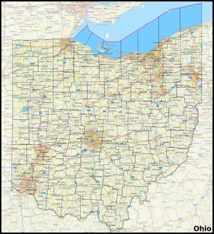 Mapa del estado de Ohio