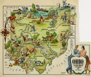 Mapa tur&iacute;stico pict&oacute;rico de Ohio