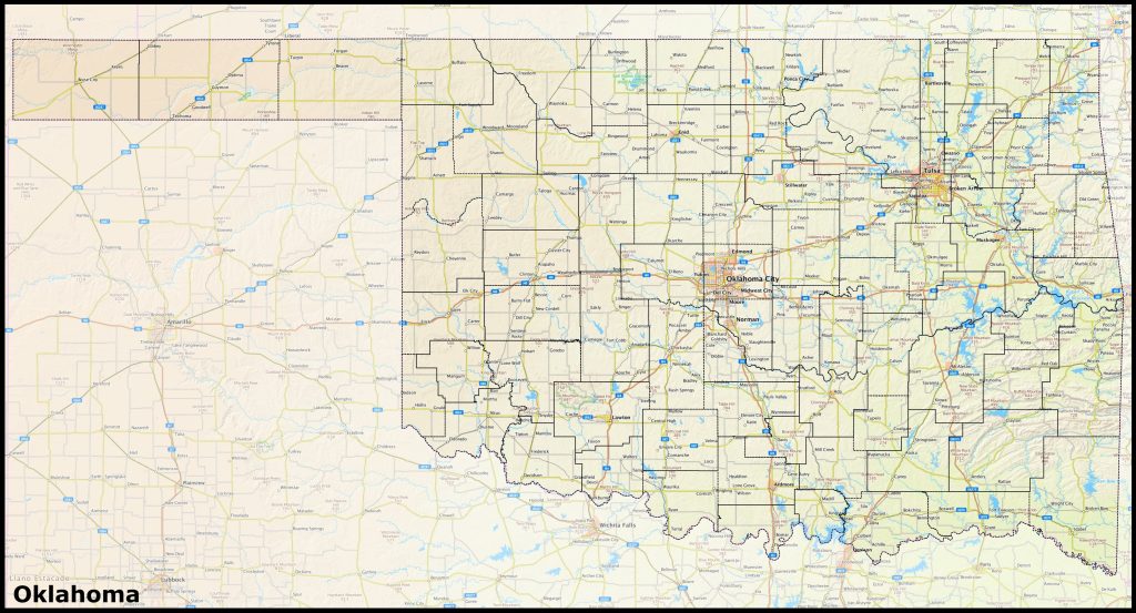 Mapa del estado de Oklahoma.