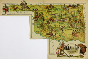 Mapa tur&iacute;stico pict&oacute;rico de Oklahoma