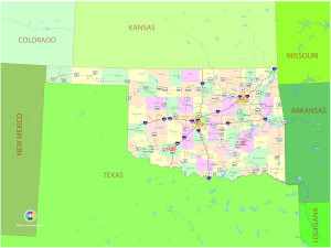 Mapa pol&iacute;tico del estado de Oklahoma