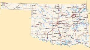 Mapa de relieve sombreado de Oklahoma.