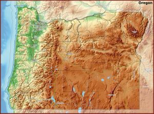 Mapa f&iacute;sico del estado de Oreg&oacute;n