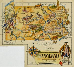 Mapa tur&iacute;stico pict&oacute;rico de Pensilvania
