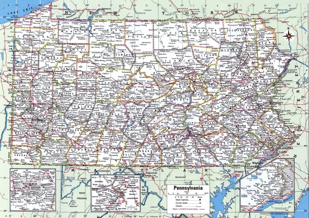 Mapa de las ciudades y pueblos de Pensilvania.