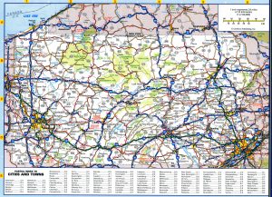 Mapa de carreteras del estado de Pensilvania