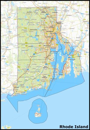 Mapa del estado de Rhode Island
