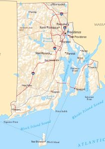 Mapa de relieve sombreado de Rhode Island.
