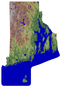 Topograf&iacute;a de Rhode Island.