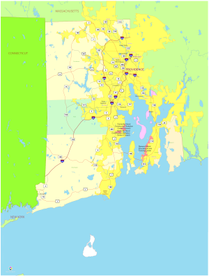 Mapa pol&iacute;tico del estado de Rhode Island