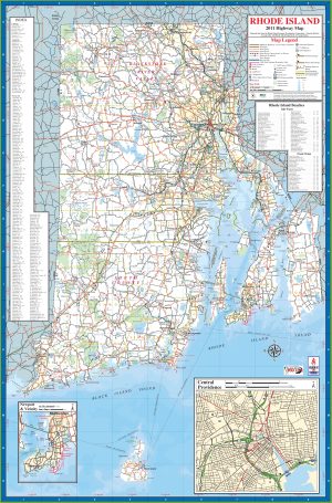 Mapa de carreteras del estado de Rhode Island
