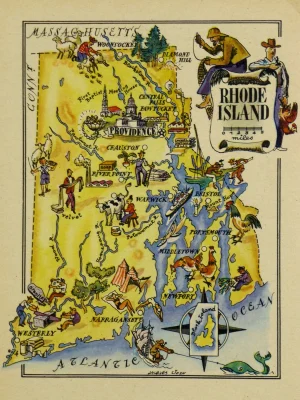 Mapa tur&iacute;stico pict&oacute;rico de Rhode Island