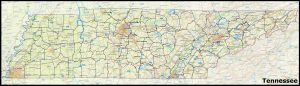 Mapa del estado de Tennessee