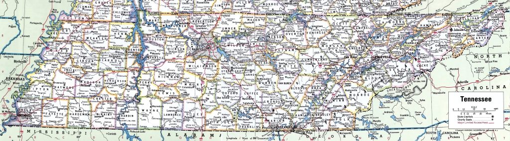 Mapa de las ciudades y pueblos de Tennessee.